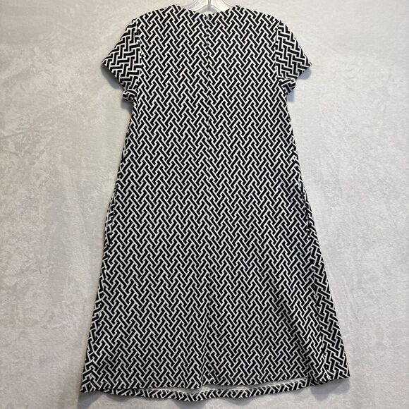 J. McLaughlin Black White Geometric Trapeze Short Sleeve Dress Size XS Pockets - Picture 9 of 16